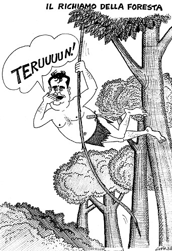 Il ministro Calderoli nuovo commissario dei forestali in Calabria (vignetta di Giannelli sul Corriere della Sera del 14/12/2004) Il ministro Calderoli nuovo commissario dei forestali in Calabria (vignetta di Giannelli sul Corriere della Sera del 14/12/2004)